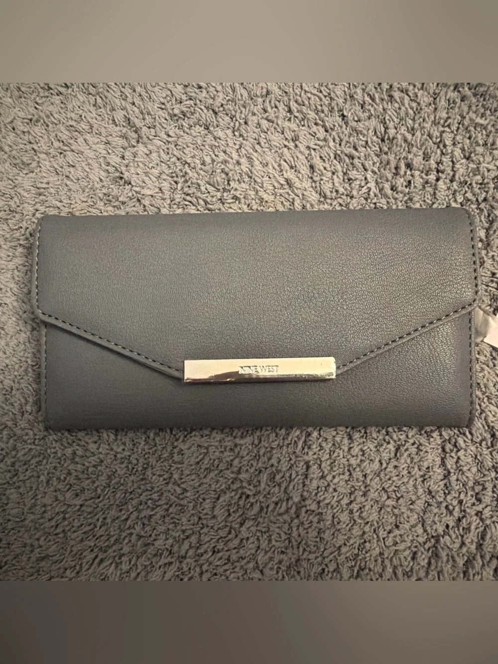 Nine West Charcoal Envelope Wallet with Metal Accent